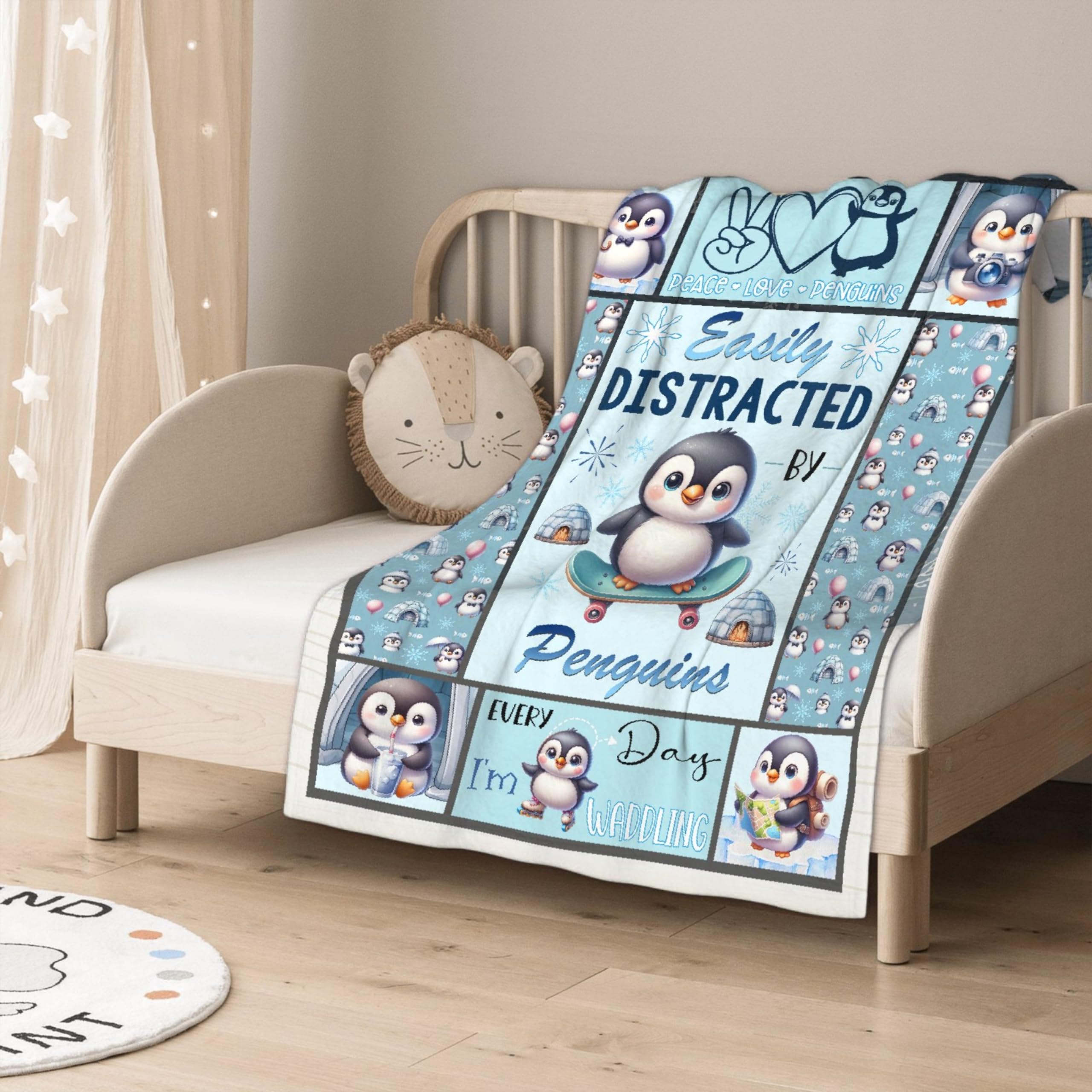 Pinguin-Decke, Pinguin-Überwurf, Weiche Fleece-Flanell-Bettwäsche, Antarktis, Geschenke Für Männer, Jungen, Frauen, Mädchen, Liebhaber, Erwachsene