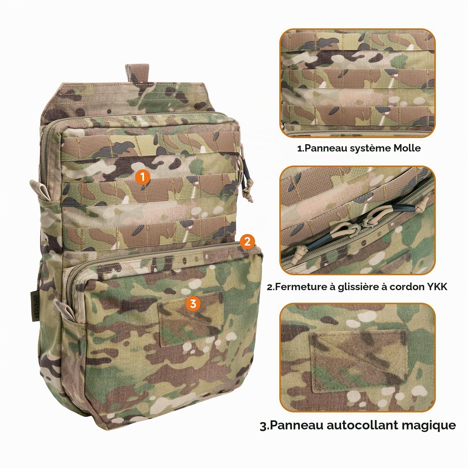 EXCELLENT ELITE SPANKER Pack d'hydratation Tactique Molle pour Accessoire de Gilet Molle pour vessie d'eau d'hydratation 2.5L