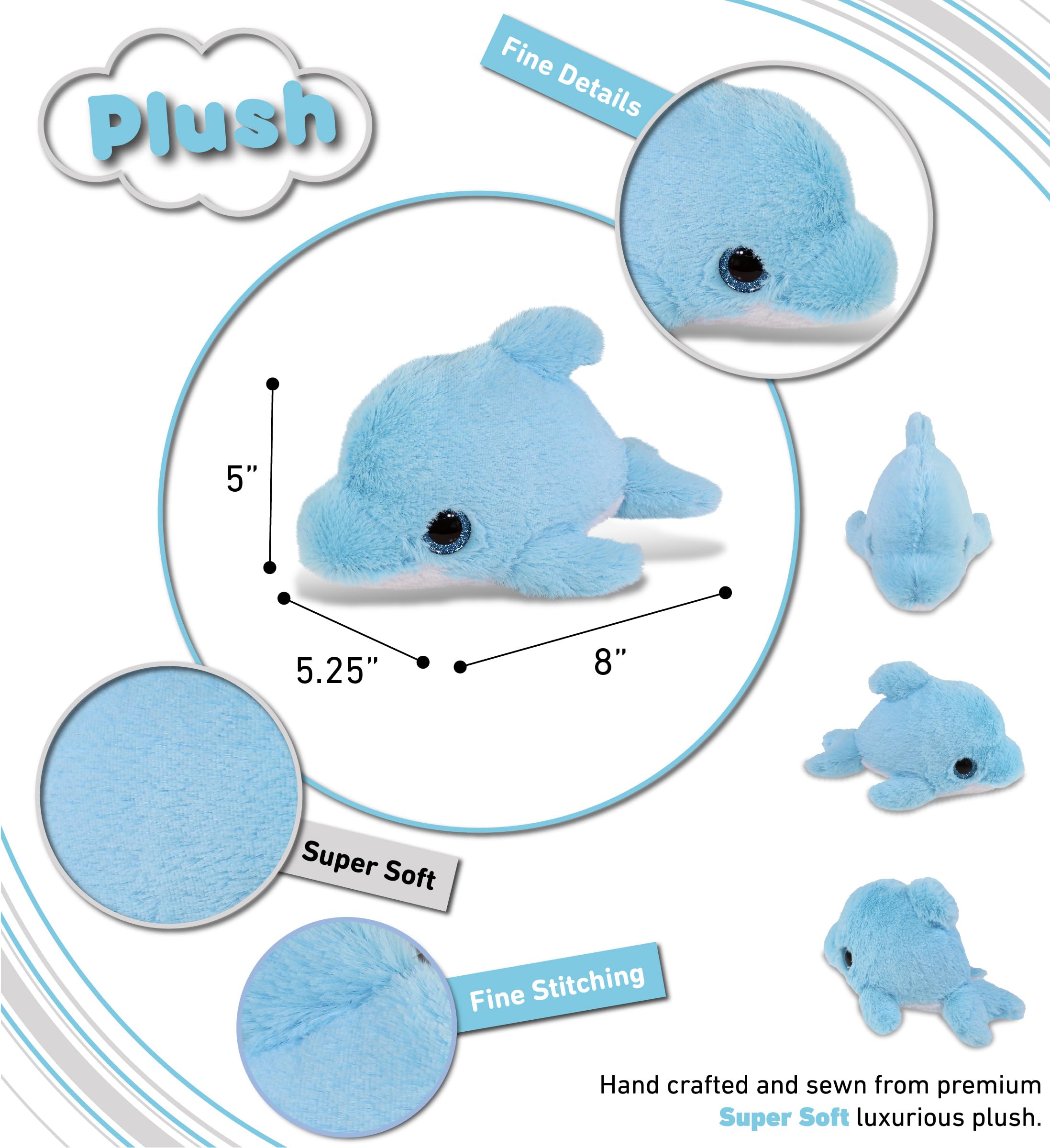 DolliBu Blue Octopus Big Eye Plush - Super Soft St￭ Animal, Cute...