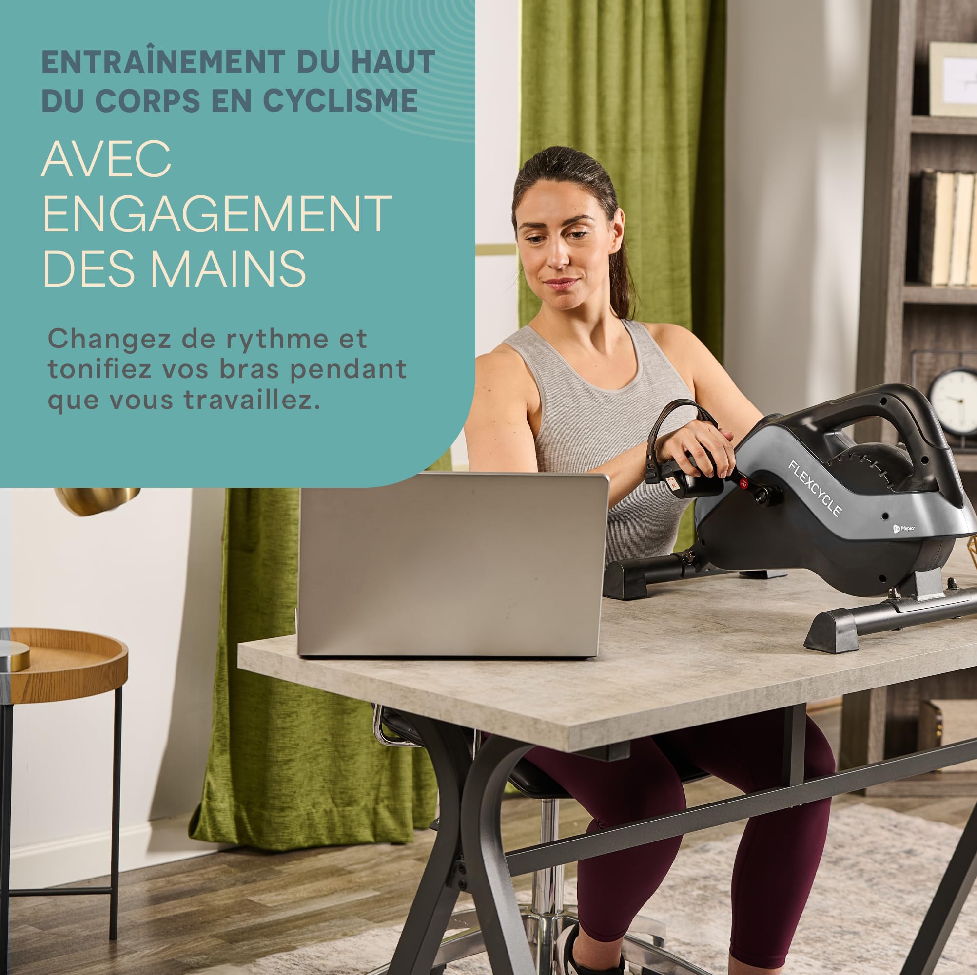 Lifepro Flexcycle Pédale d'exercice sous Le Bureau – Vélo D'appartement Magnétique Stationnaire avec Écran LCD Et Bandes De Résistance pour La Récupération des Bras Et des Jambes Et Thérapie –