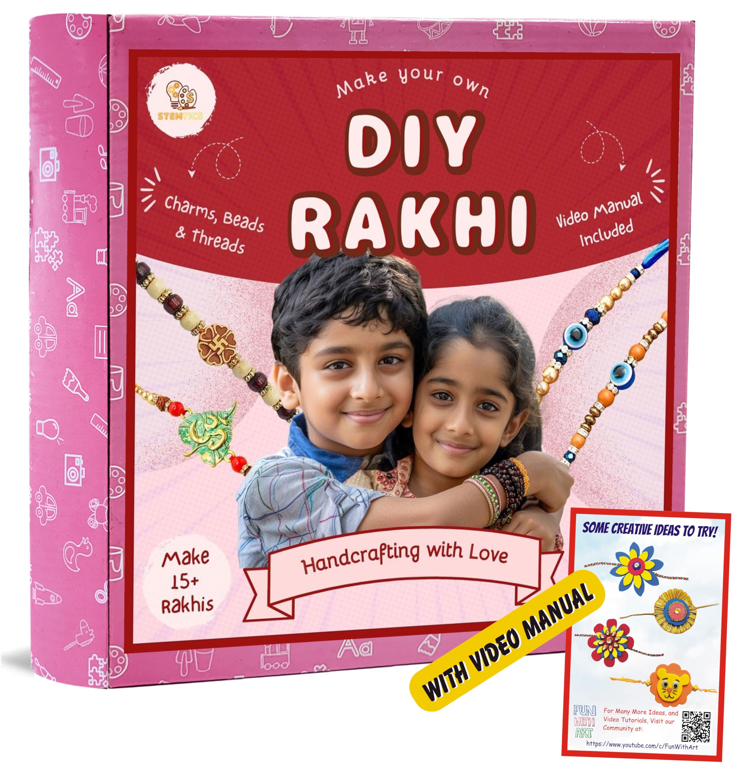 STEMTICS Rakhi Making Kit for Kids | Rakhi Making raw Materials Full kit DIY Craft Set for Kids | with Video Ideas Manual-image-30