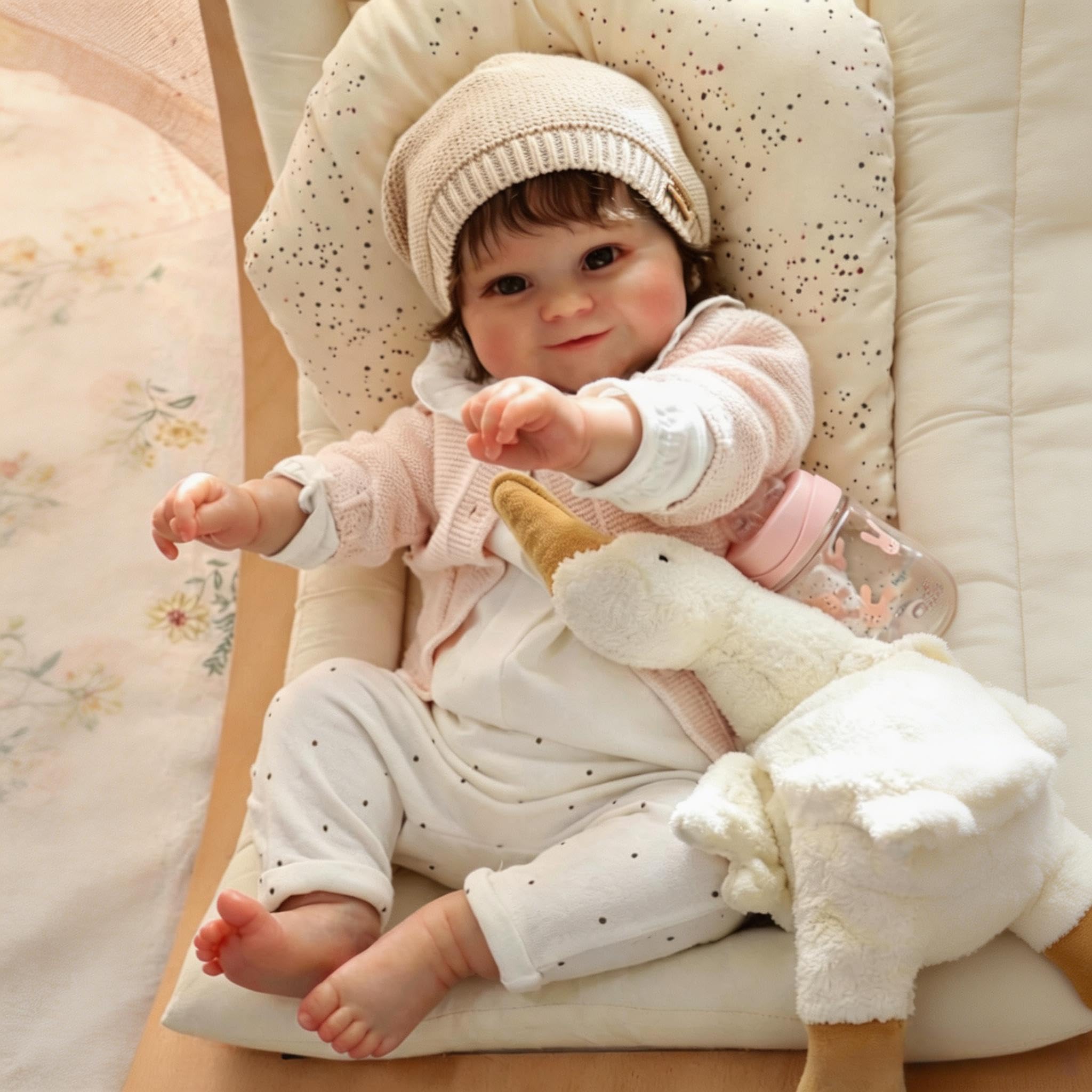 RXDOLL Realistische Reborn-Babypuppen für Mädchen, weicher Vinyl-Stoffkörper, 61 cm, lebensechte Babypuppen, die echt aussehen, Silikon-Babypuppen mit verwurzeltem Haar für Kinder ab 3 Jahren