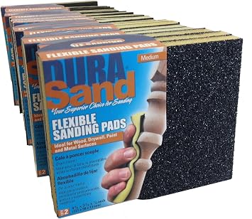 Foam Sponge Black Sanding Pads, 2 Sides of Grit, 2 Pads Per Pack 12 Pack Medium