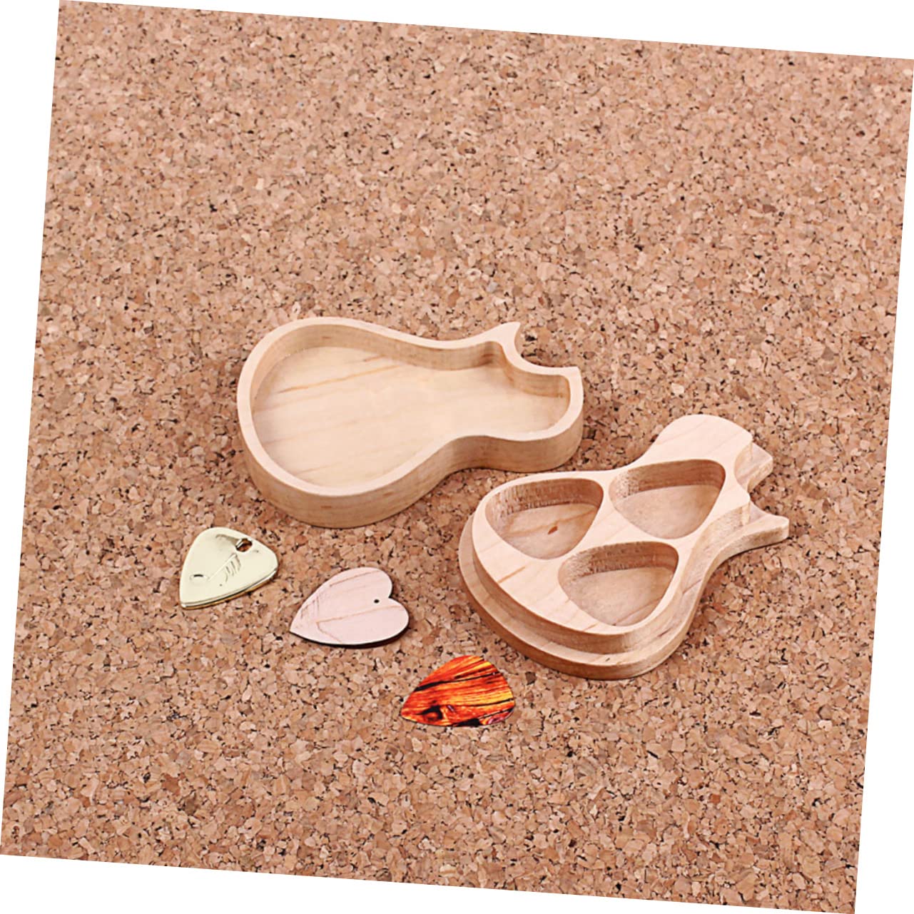 Maple Holz Gitarrenplektrum Kasten mit 3 Plektren Satz Gitarrenzubehör Leicht zu Tragen und Sicher für Musiker und Gitarrenliebhaber