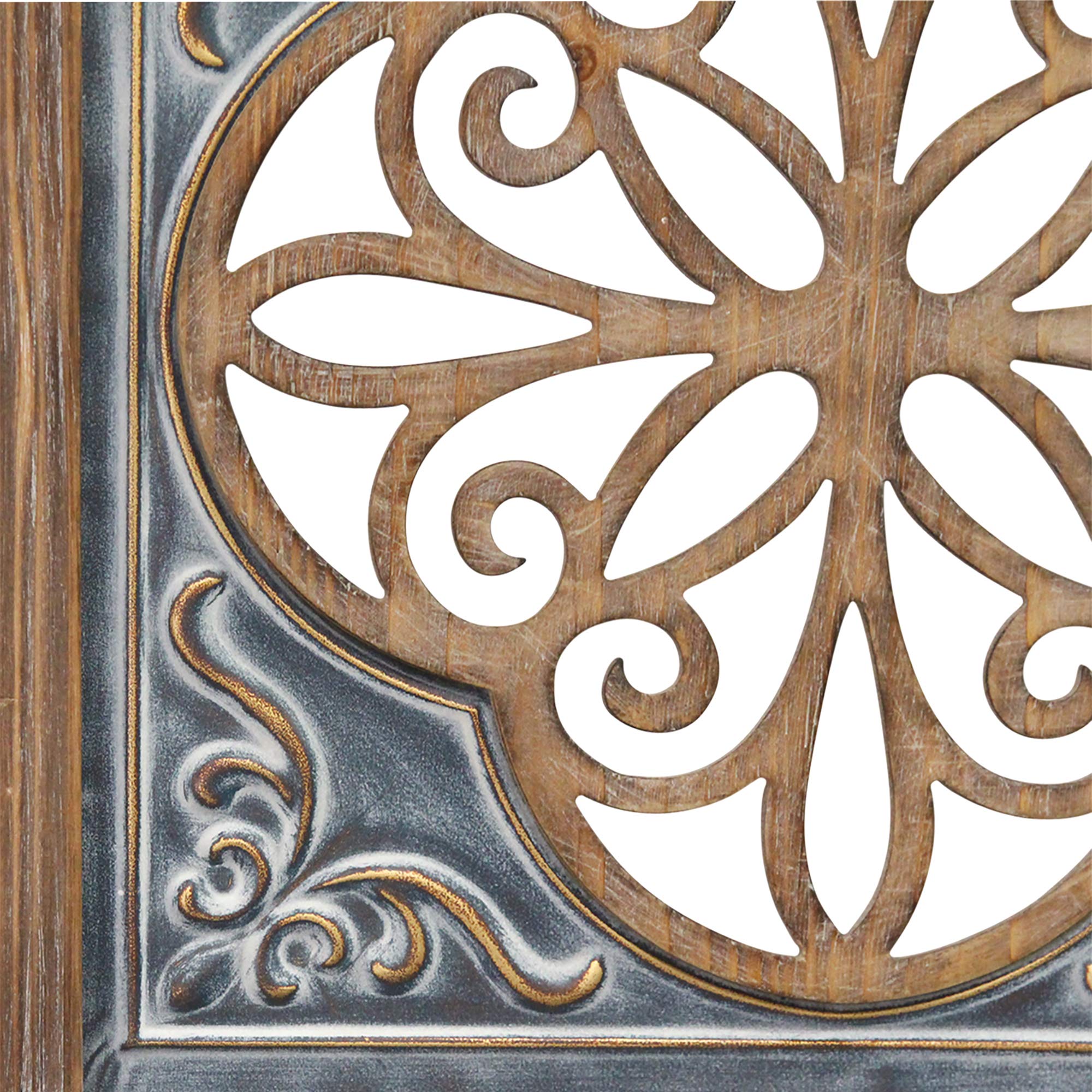 Stratton Home Décor Stratton Home Decor Wood and Metal Blue Square Wall