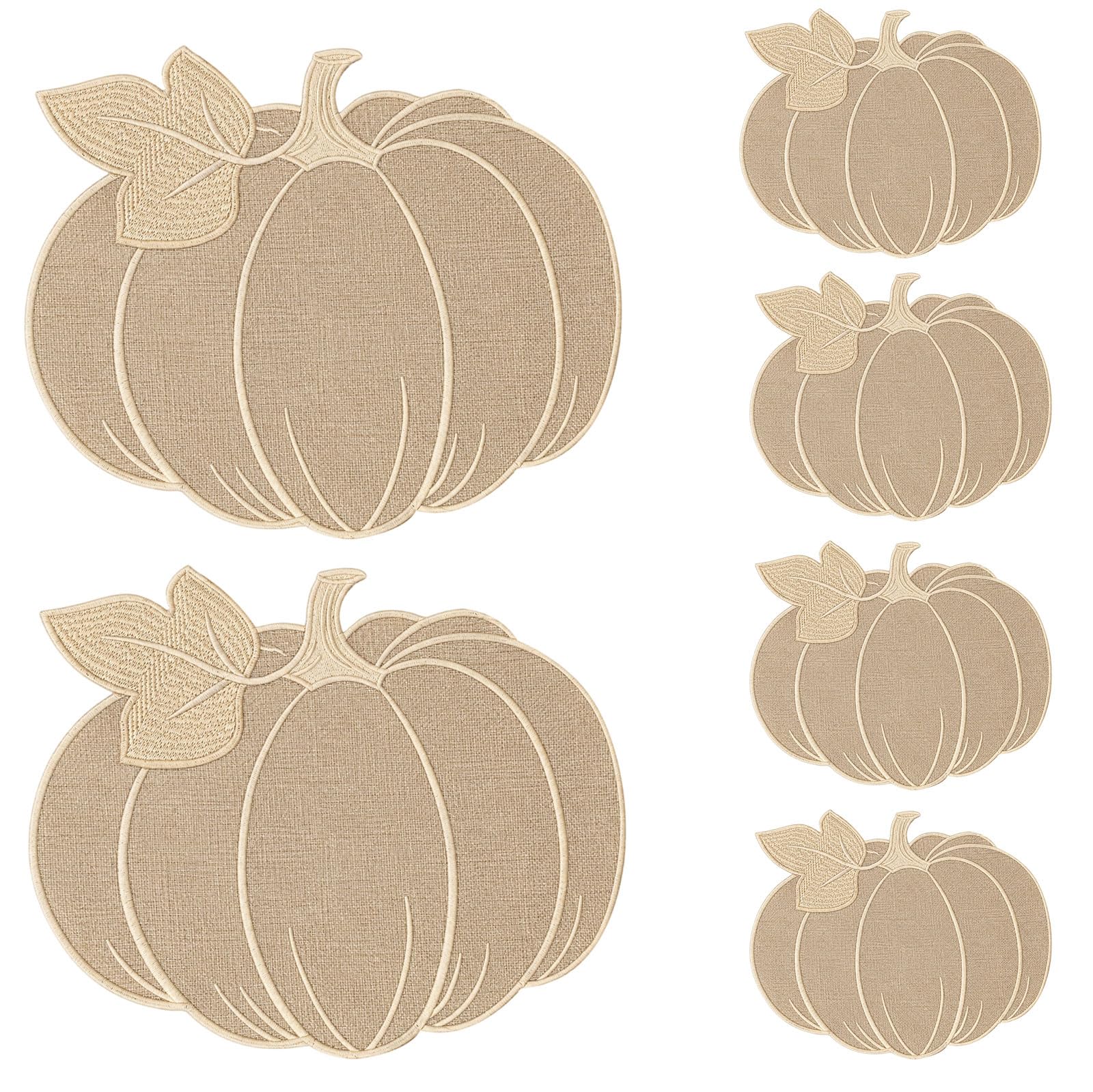 Jifudaciko 6-Piece Placemat Set, Autumn Pumpkin Placemats Washable and Waterproof, Placemats Table Decoration for Autumn, Thanksgiving, Halloween, Party, Kitchen and Dining Room, 38 x 30 cm