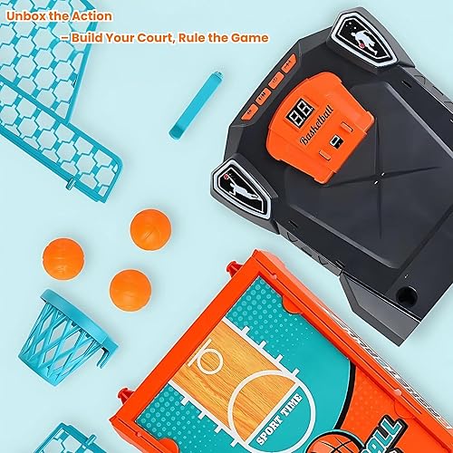 Miniatura 4 de Juego de baloncesto de mesa - Mini arcada de baloncesto para niños, divertidos juegos de escritorio para interiores con puntuación electrónica,
