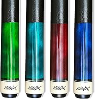 TaiBACues Set of 4 Professional Pool Cues, 58" Canadian Maple, 13mm Leather Tip, 18-21oz Weights + Free Cue Rack