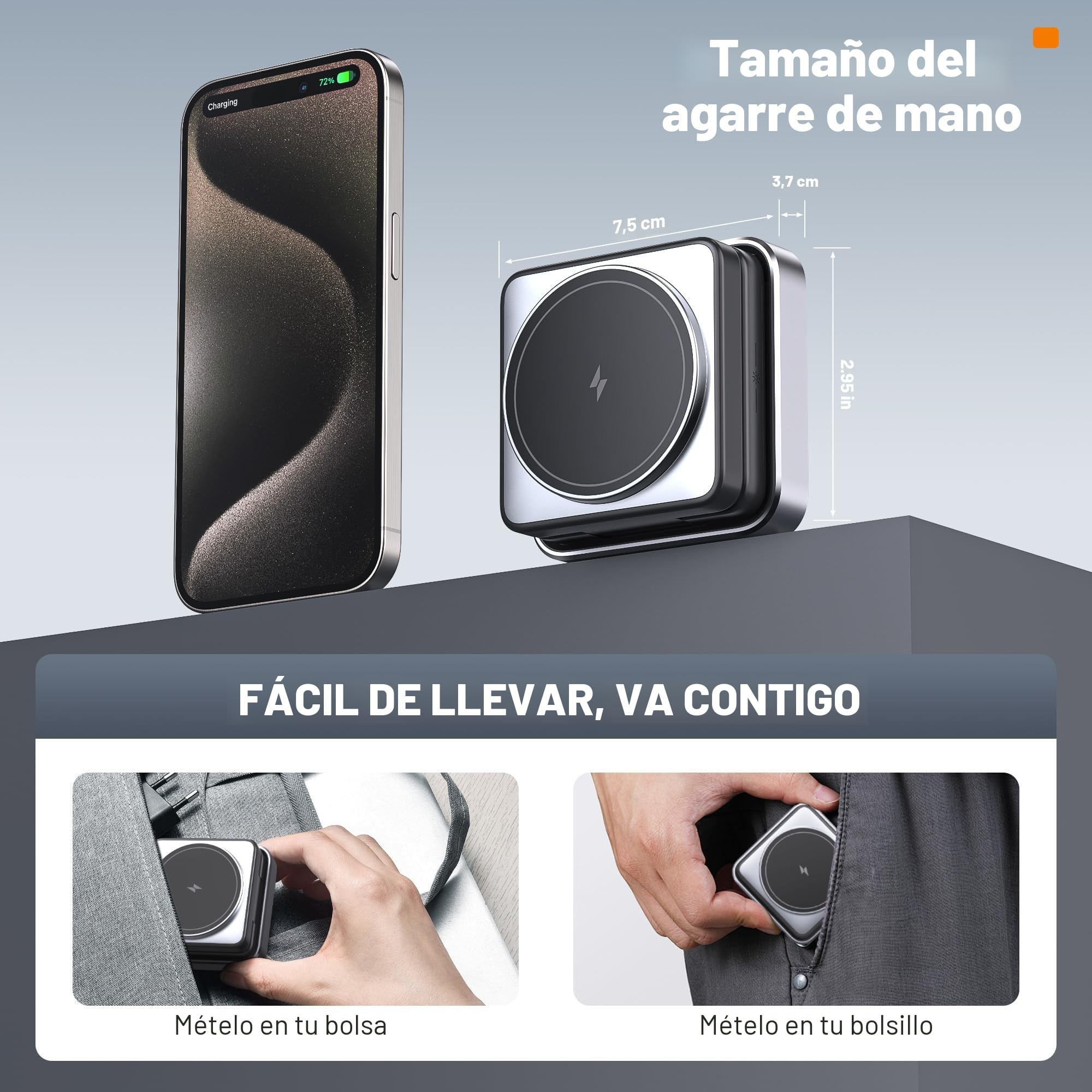 Estacion de Carga Apple 15W, 3 en 1 Base de Carga iPhone y iWatch, Plegable Cargador Inalámbrico Rapida para iPhone 16 Pro MAX 15 14 13 12, Soporte de Carga de Viaje con AirPods Pro 3 2