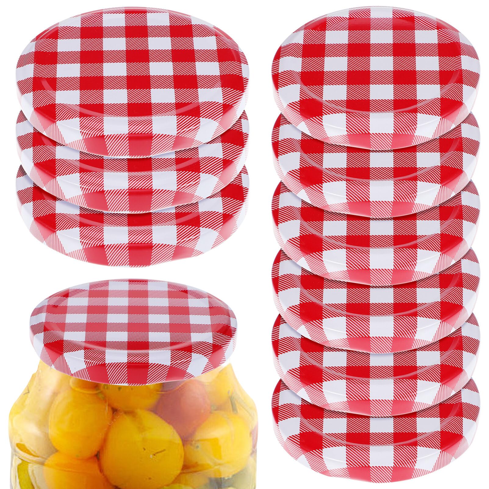 Kichvoe 12 Pcs Red Mason Jar Lids - 6 Wide Mouth (70MM) & 6 Regular Mouth (63MM) Canning Lids, Easy to Install, Perfect for Mason Jar Seals and Decoration