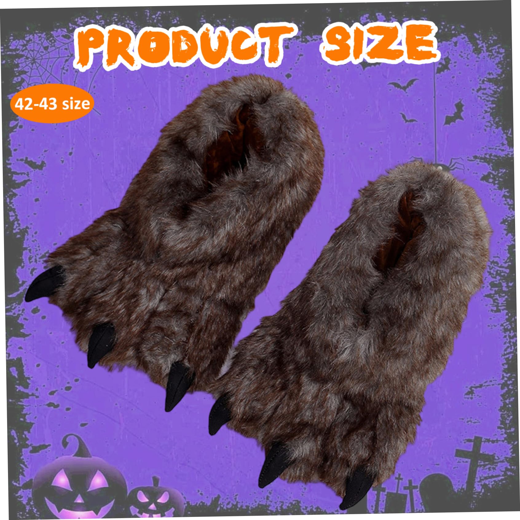 Jorzer Pantofole da Uomo con di Animale, pelosa Antiscivolo EU 42-43 | Caldo tessuto peloso, suola in gomma antiscivolo, ottimo per feste cosplay di Halloween