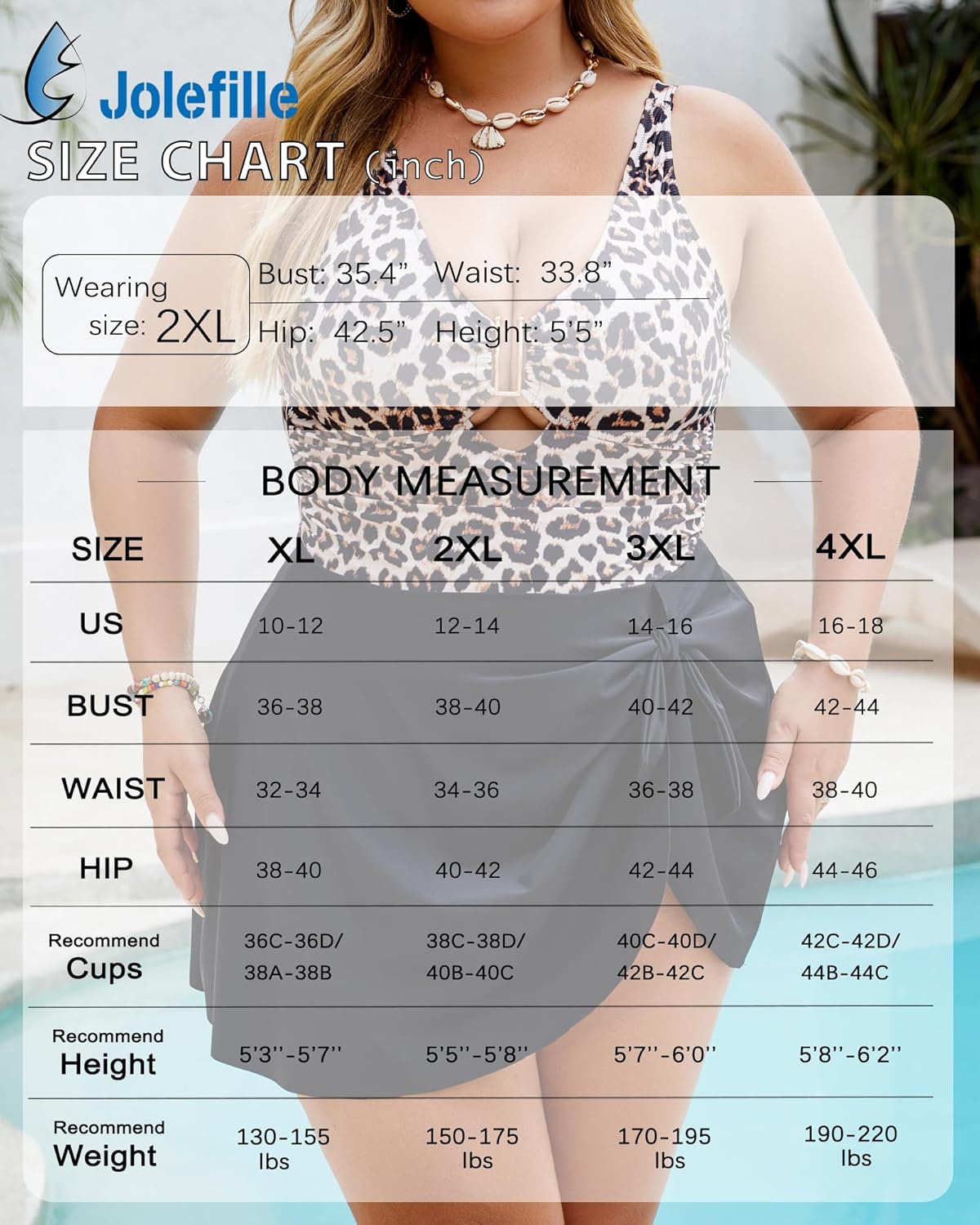 Jolefille Plus Size Swimdress for Women Modest One Piece Swimsuit Tummy Control Swim Dress Skirt Slimming Curvy Bathing Suit - Image 6