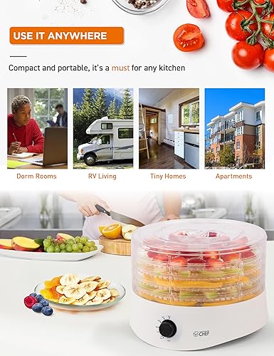 Vista 21 de COMMERCIAL CHEF Deshidratador de alimentos, 5 bandejas de altura ajustable sin BPA de 10 x 9.25 pulgadas, máquina de deshidratación inoxidable