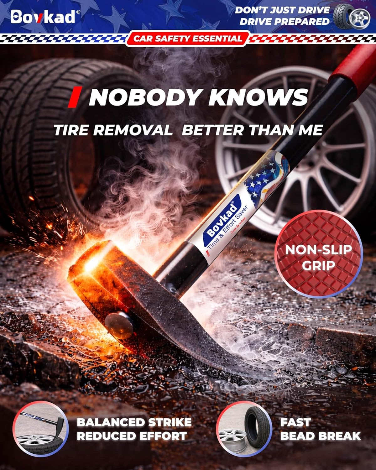 32'' Heavy Duty Tire Bead Breaker Hammer, Duck Billed Tire Hammer for Fast Bead Breaking, Tire Bead Breaker Tool for Semi Trucks, Passenger Car, Pickups, Tractors Tire Bars for Changing Tires