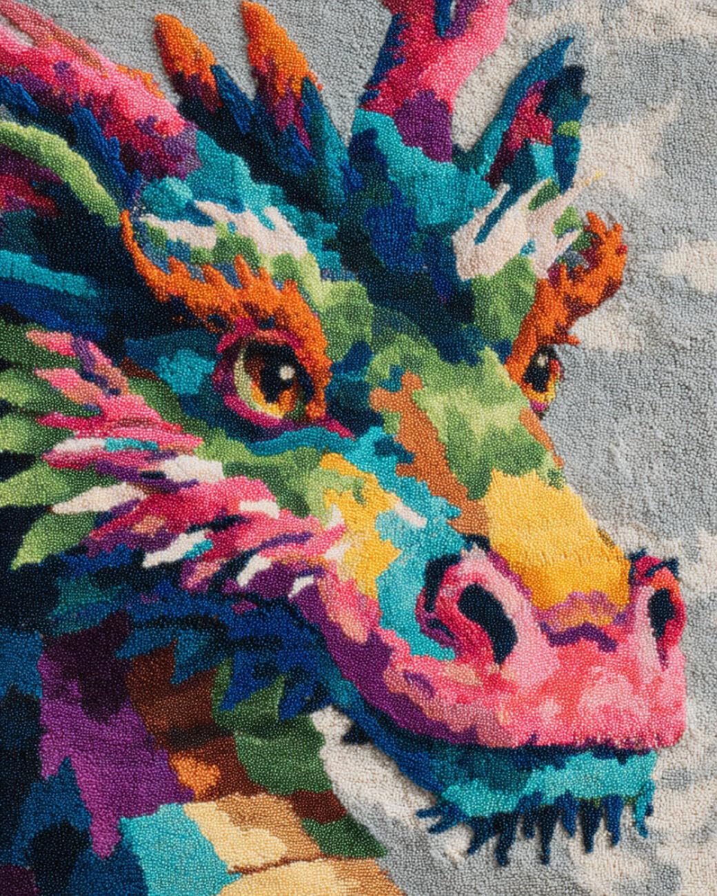 AMBATTERY Latch Hook Kits Carpet Anime Dragon 80x160cm