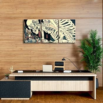 Amazon.com: Wieco Art 3 Piece Witch and Skeleton Ukiyo-E by