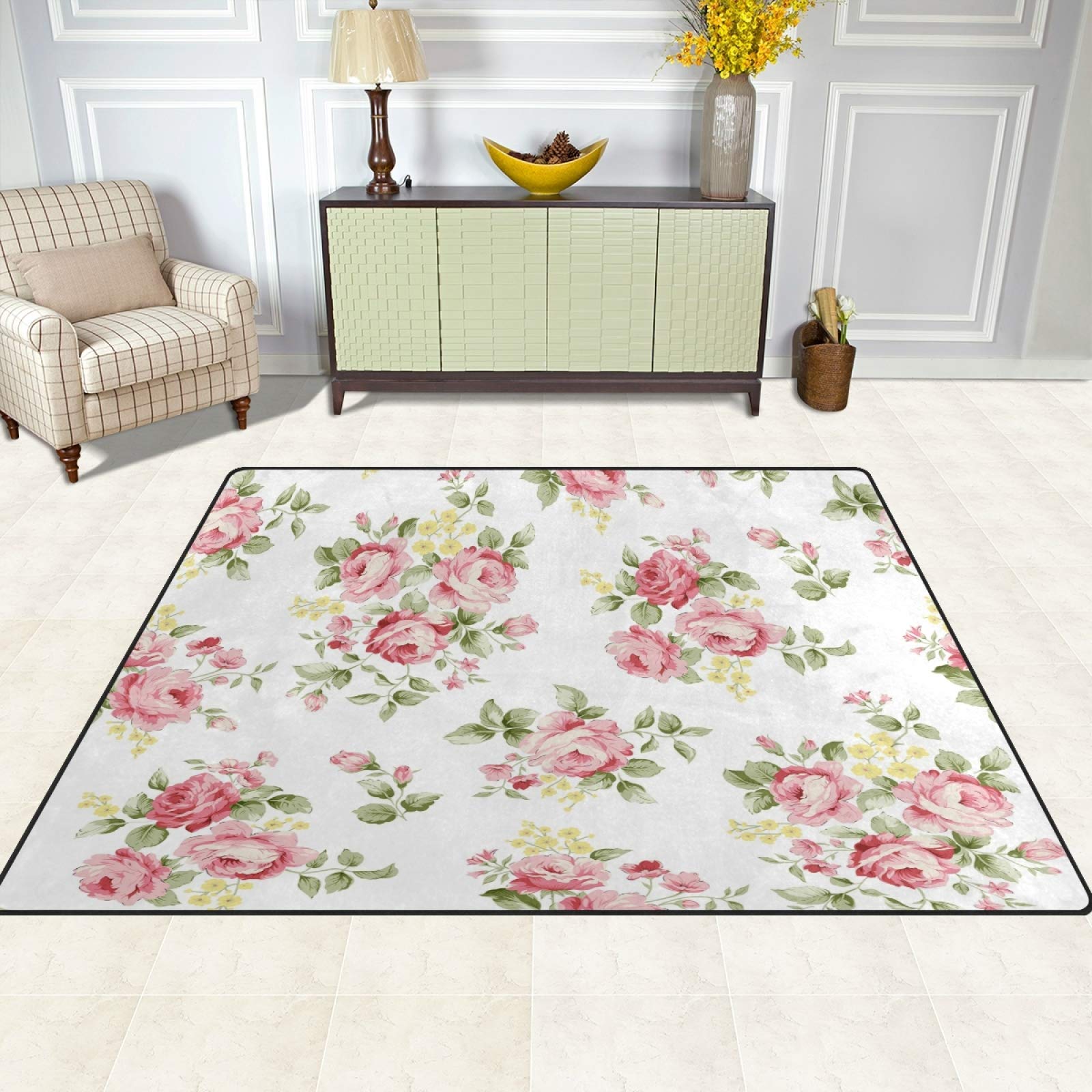 Amazon.com: ALAZA Beautiful Vintage Rose Flower Floral Area Rug