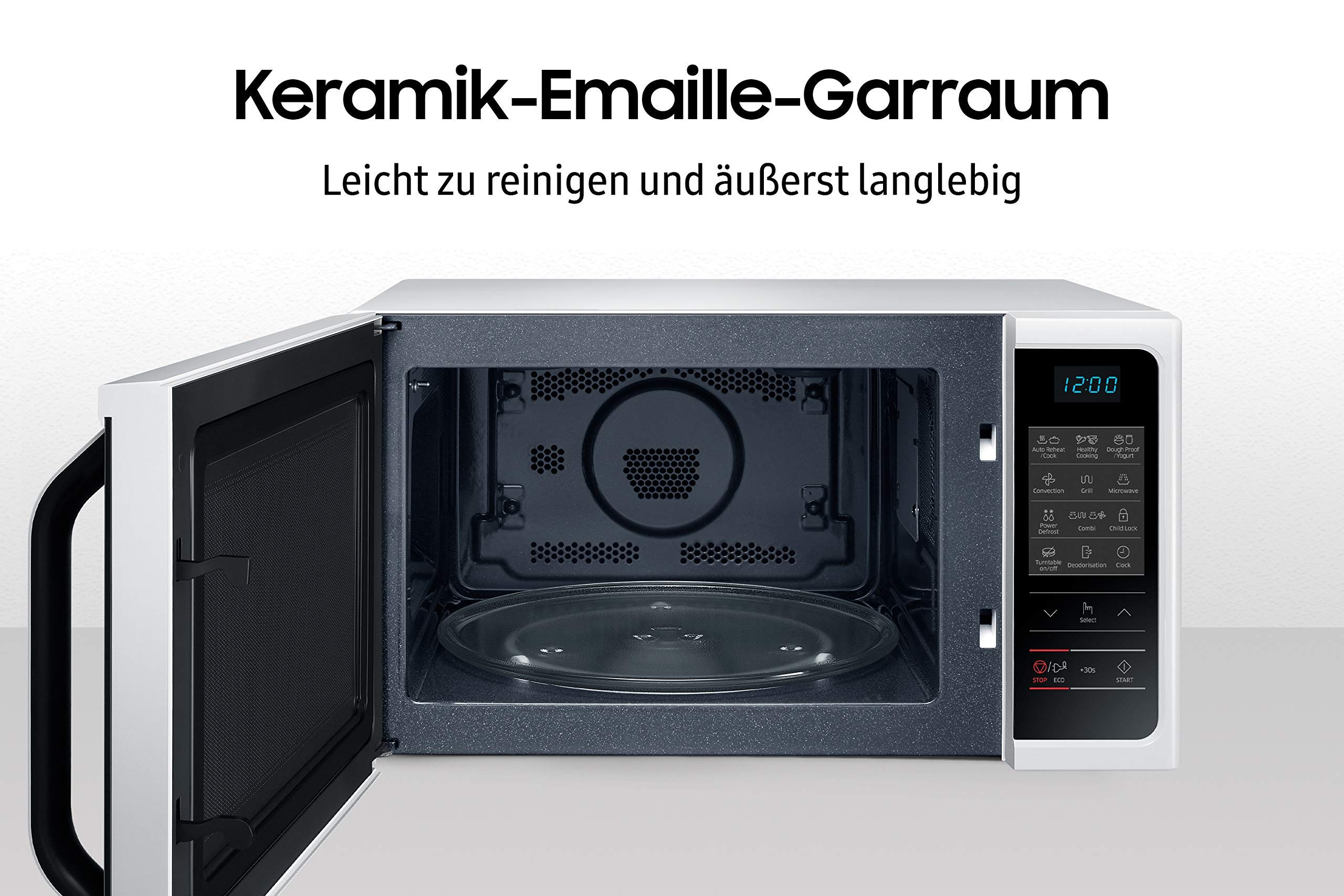 Samsung MW5000H Kombi-Mikrowelle MC2BH5013AW/EG mit Grill und Heißluft / 900 W / 28 L Garraum (Extra Groß) / 51,7 cm Breite / Power Defrost / 35 Automatikprogramme / Weiß