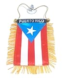 Puerto Rico Light Blue Flag for Car Rearview Mirror – Hanging Boricua Flag Accessory for Home or Car Decoration – Soft Fabric Mini Banner with Strings