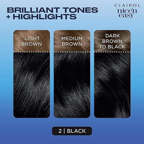Miniatura 5 de Clairol Nice 'N Easy - tinte permanente para el cabello,100% cobertura de canas, color 2 negro, paquete de 3 unidades