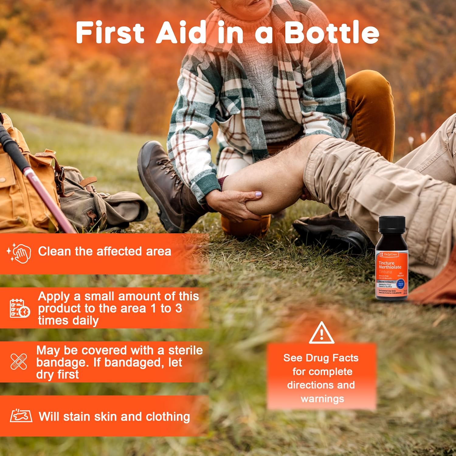 De La Cruz Merthiolate Tincture Antiseptic - First Aid for Minor Cuts, Scrapes and Burns - Mercury-Free Formula Safe for The Entire Family (9 Bottles)