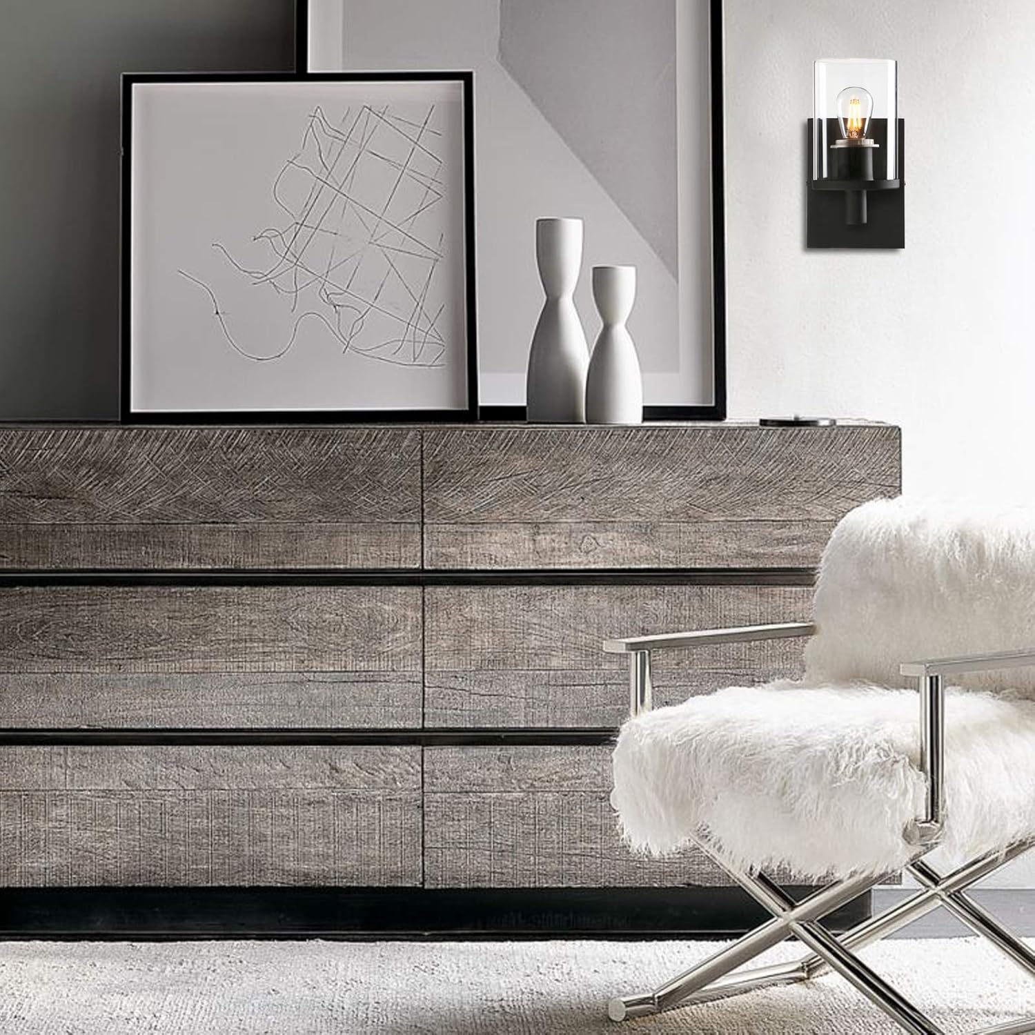 Buу 1 gеt 1 🔥 Pathson 1-Light Vintage Wall Sconce, Bathroom Wall Light with Clear Glass Shade and Metal Base, Industrial Wall Mount Light Fixtures for Bedroom Vanity Mirror Hallway Kitchen (Black)