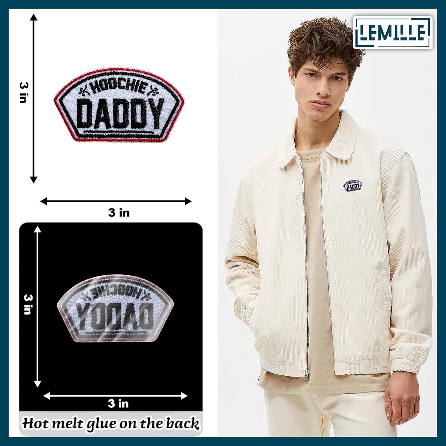 Hoochie Daddy Patch, Size 3" Sew On Patches, Embroidery Fabric Patches for Clothes Jeans Backpacks Hats, Dark Humor Embroidery Iron On Patches for Clothes, Father's Day Gifts for Men Dad image 3