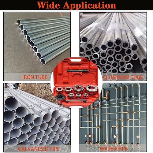 Miniatura 5 de LOYALHEARTDY Trinquete de enhebrador de tubos, con 7 matrices, juego de roscadores de tubo de trinquete 38 ", 12", 34", 1", 1-14", 1-12", 2 "juego