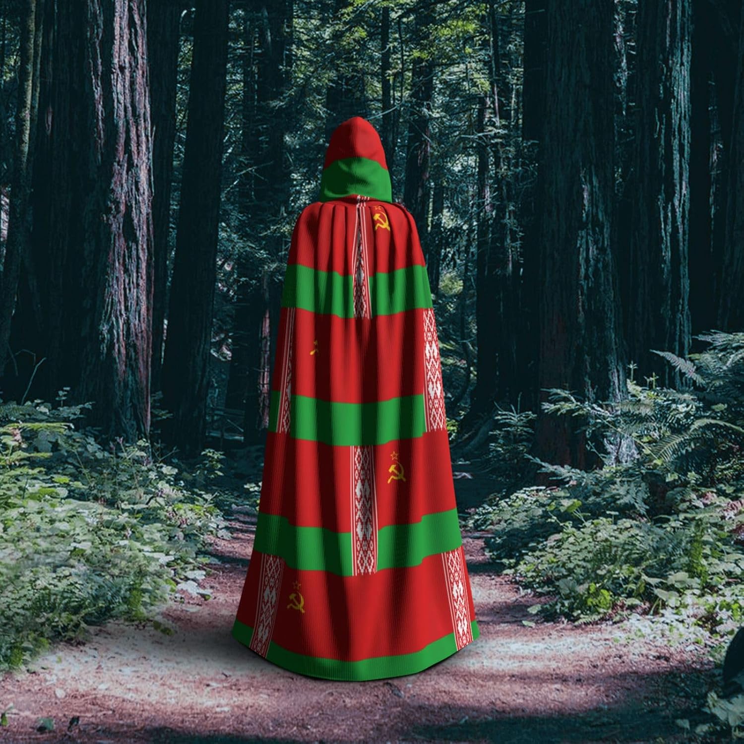 Flag of Belarus print Hooded Robe Halloween Cosplay Costume Robe Cloak Cape Wizard Raven Cosplay Costume