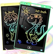 2 Pack 10 Inch LCD Writing Tablet for Kids, Electronic Drawing Pad and Doodle Board for Ages 3-8, Birthday and Christmas Gifts for Boys and Girls, Stocking Stuffers for Kids(Yellow+Green)