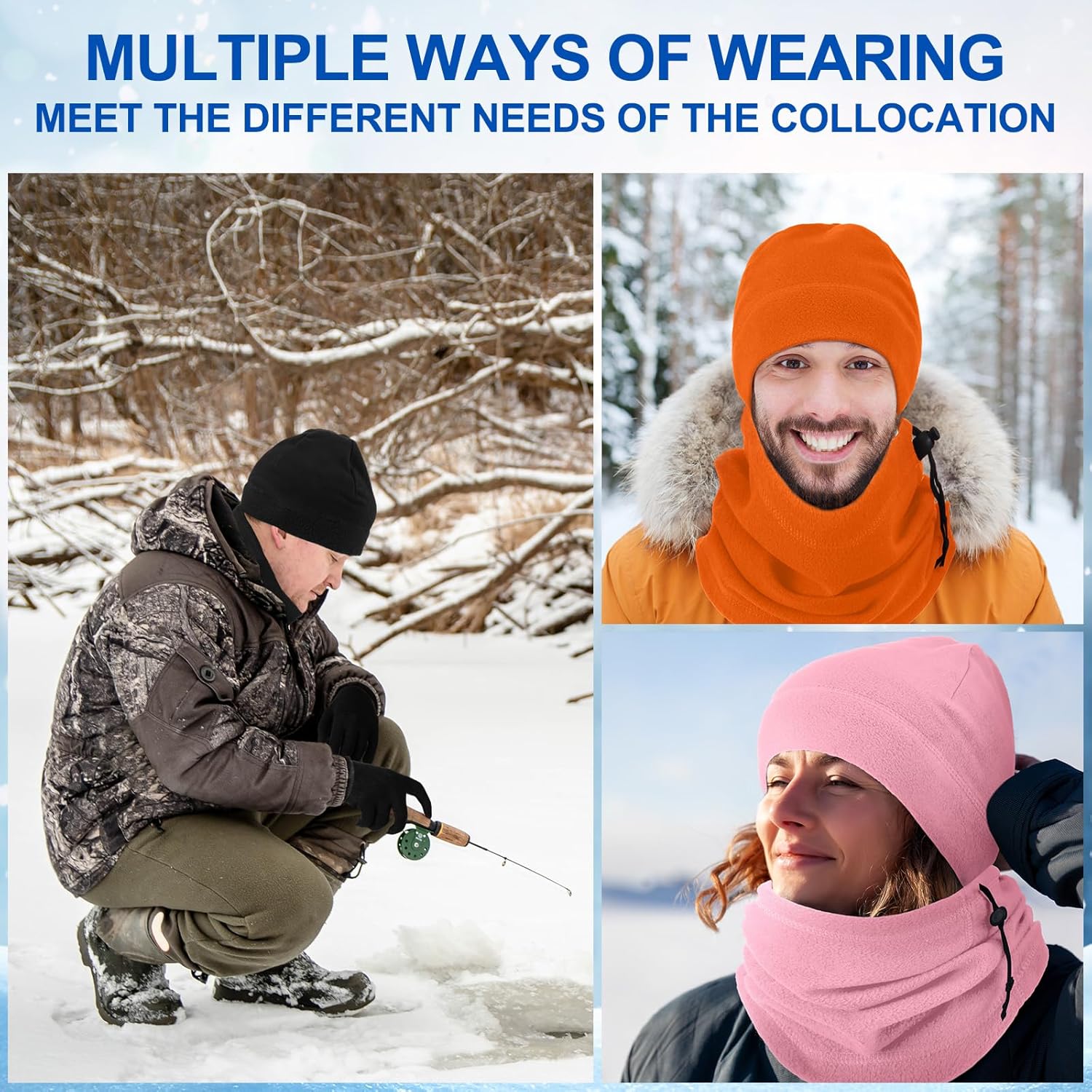 Liitrsh 148 Pcs Bulk Winter Fleece Hats Gloves Scarf Sock Sets for Men Women, Beanies for Homeless Donation Charity Bundle