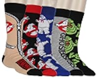 Ghostbusters Men's Novelty Movie-Inspired 5-Pack Adult Mid-Calf Crew Socks Shoe Size 6-12