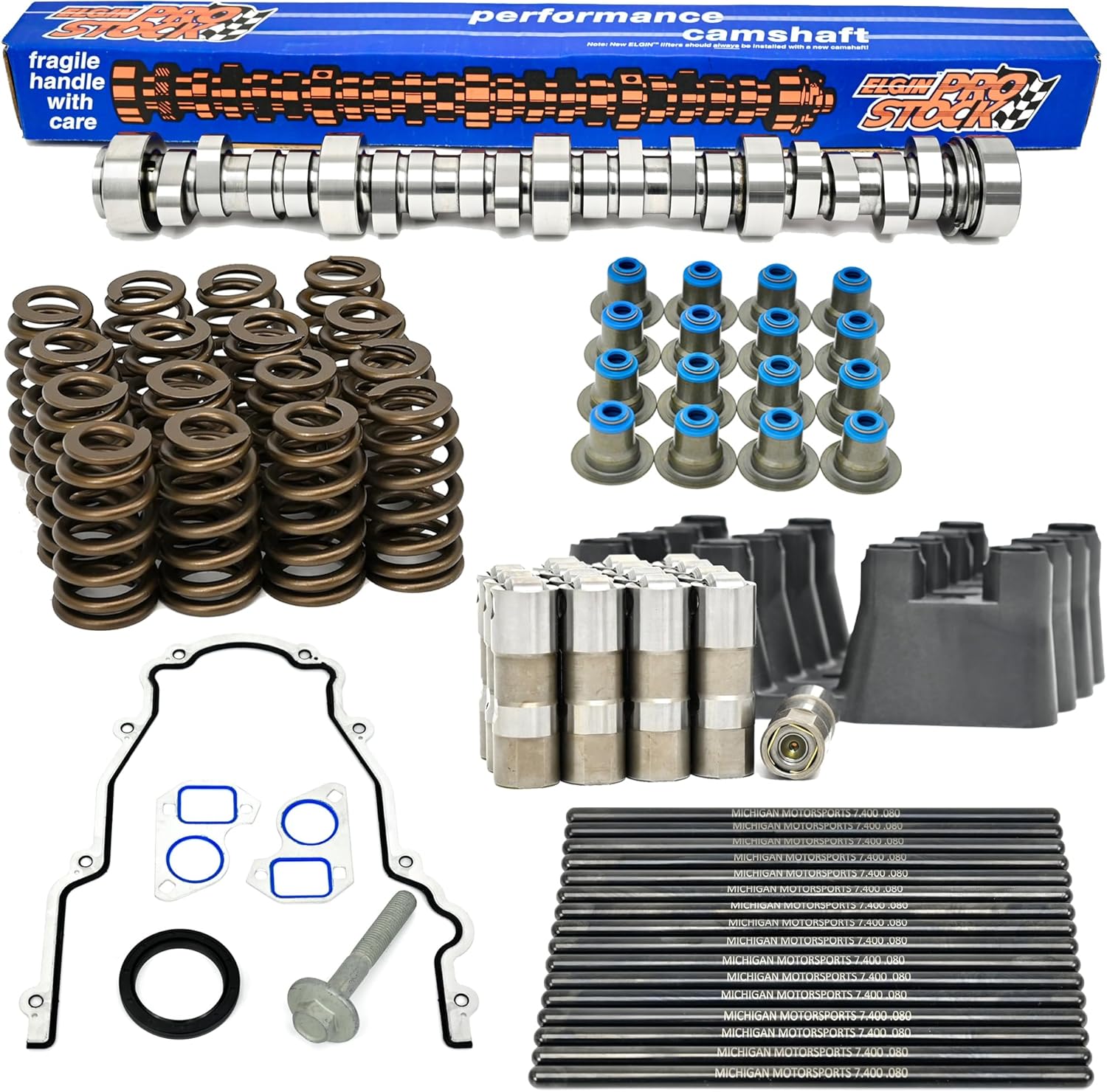 Sloppy Mechanics Stage 3 Camshaft the Kit Includes PAC Springs, Seals, Install Gaskets, Pushrods, Delphi Lifters and Trays 4.8 5.3 5.7 6.0 6.2 LS LS1 LS2 LQ4 LQ9 Elgin 1838-P
