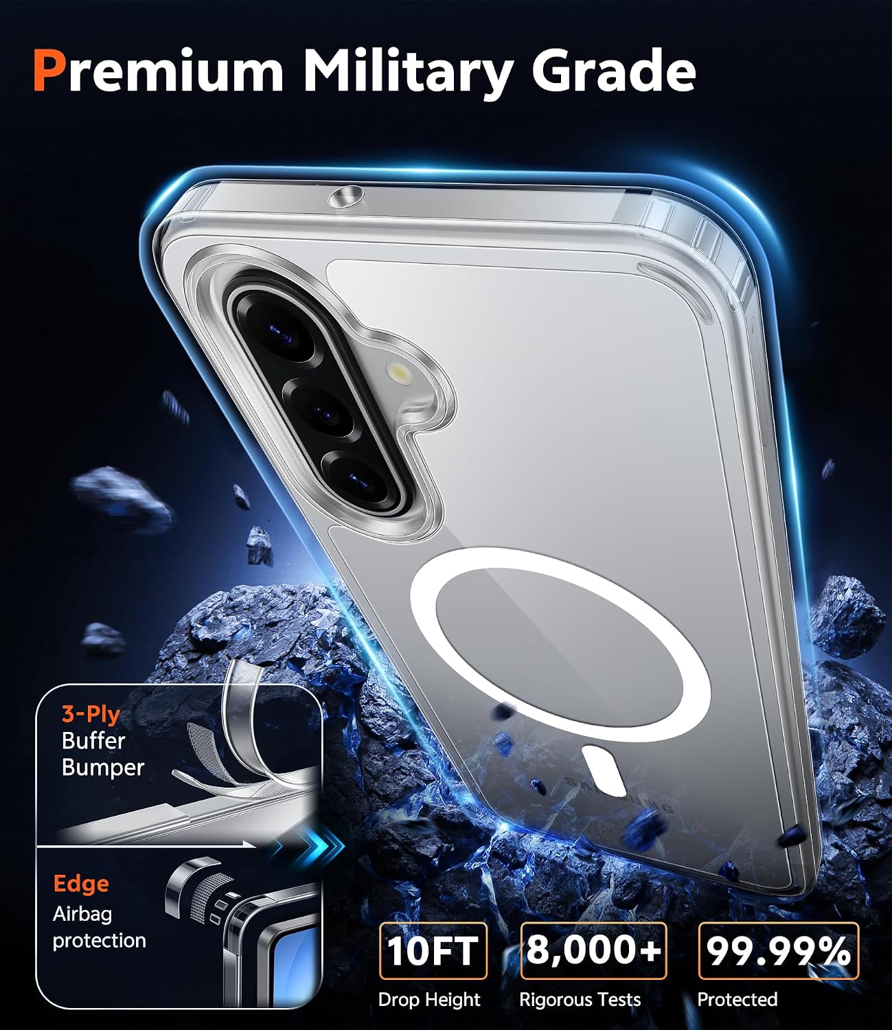 FNTCASE for Samsung Galaxy A17-5G Case: Galaxy A16 Case Clear Magnetic Phone Cases with Screen Protector Compatible with Magsafe Slim Rugged Shockproof Protective Transparent Cell Cover