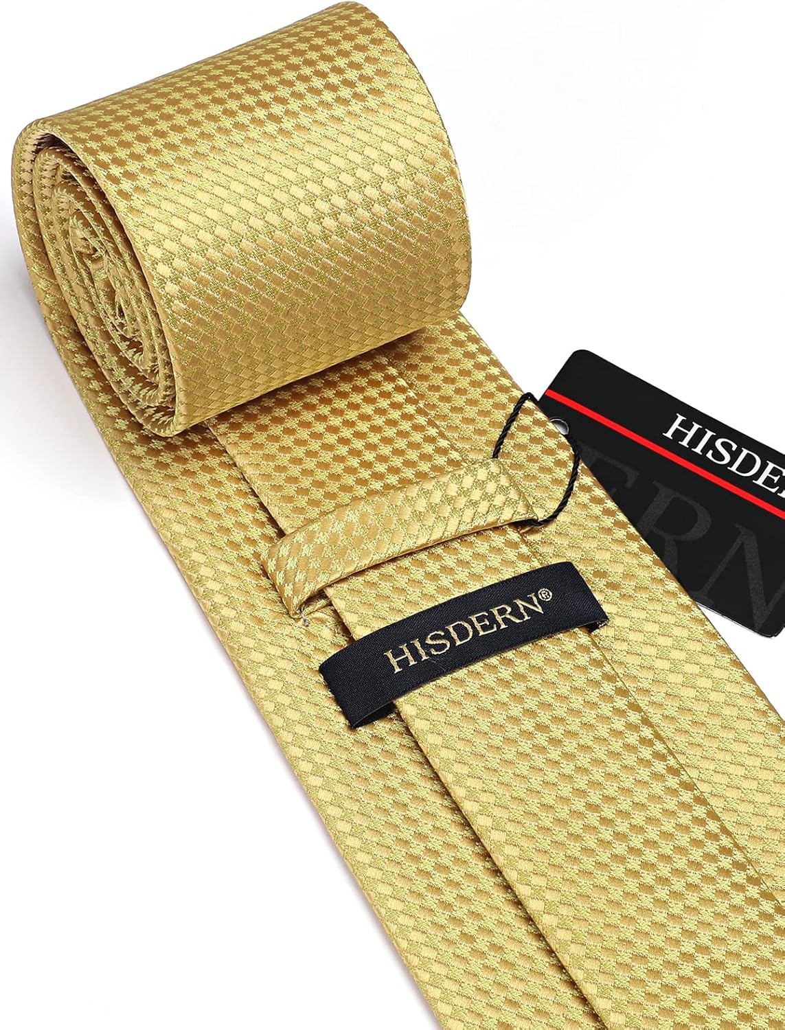 HISDERN Ties for Men Solid Houndstooth Neckties Handkerchief Formal Business Tie & Pocket Square Set Wedding Party - Image 4
