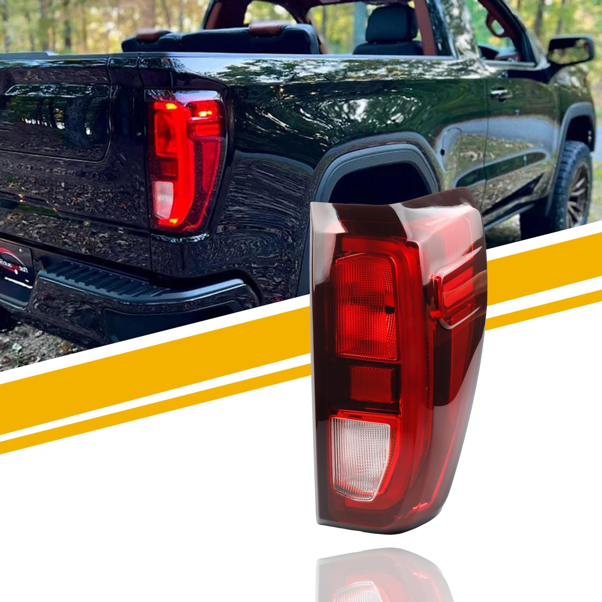 Dasbecan Right Passenger Side Tail Light Assembly Rear Lamp Halogen Type Compatible with 2019-2023 2024 GMC Sierra 1500/2500 HD/3500 HD Replace