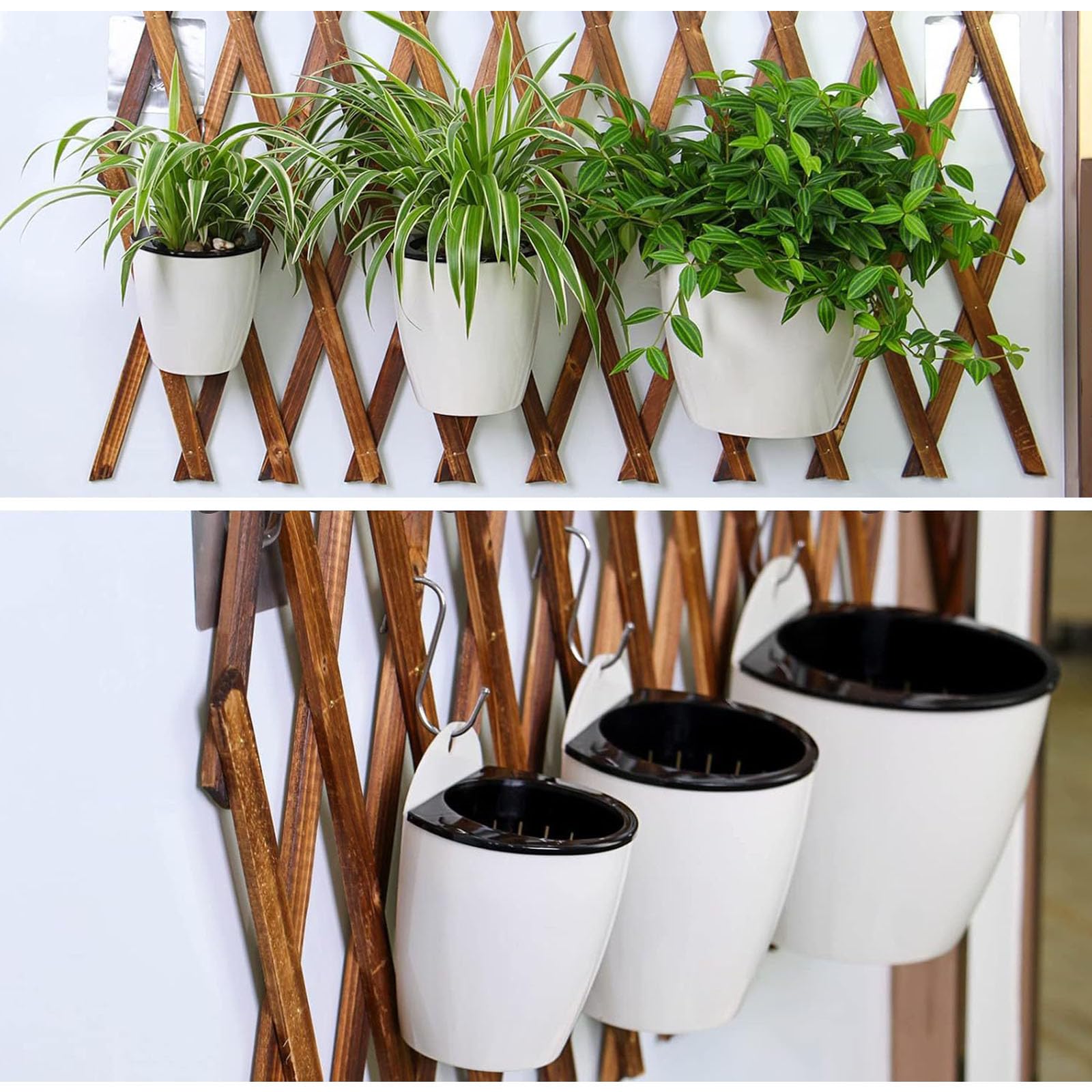 Macetas de PP para jardinería en interiores y exteriores, macetas colgantes de autorriego con agujeros de drenaje, macetas modernas para plantas de interior, suculentas, hierbas (10, mediana)