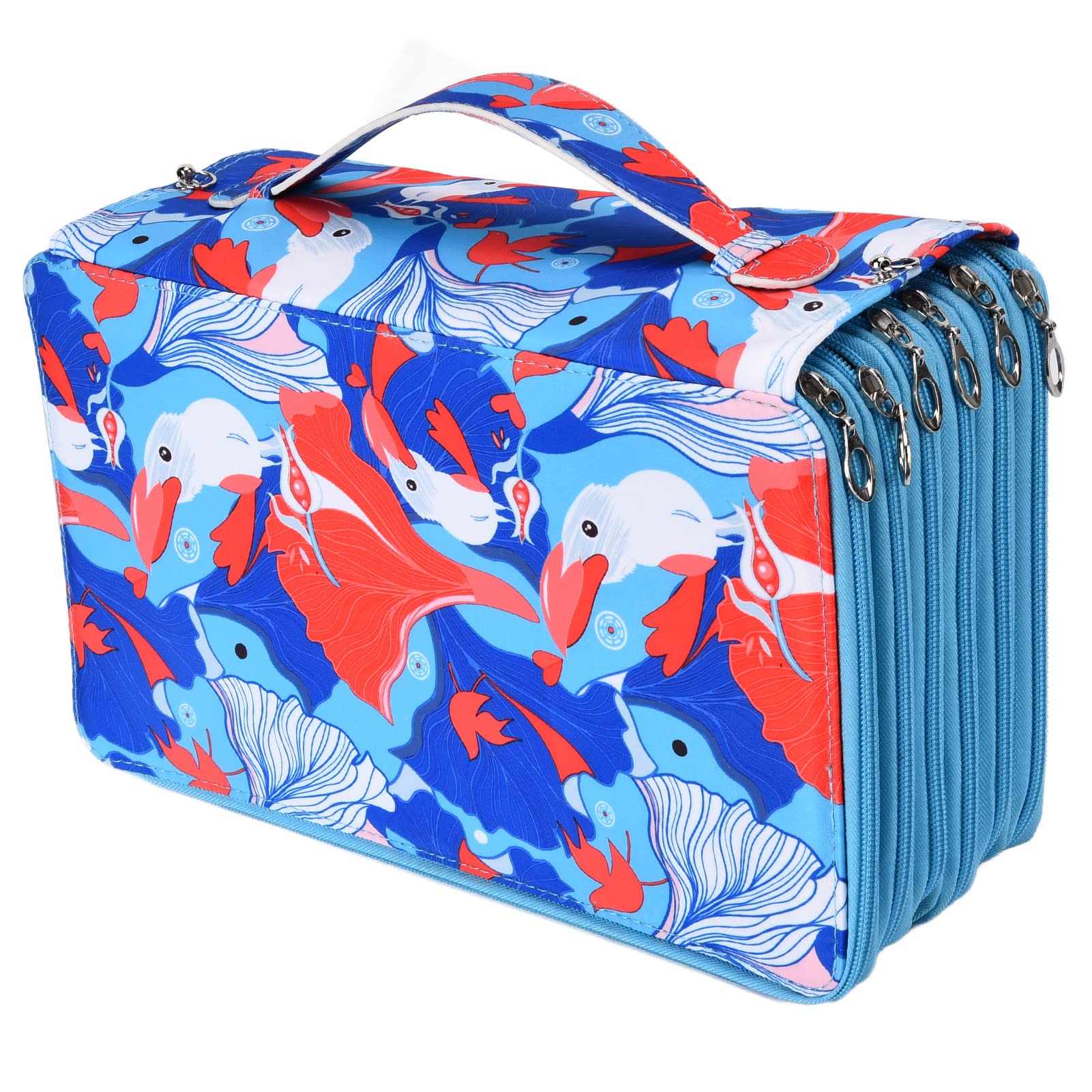Trousse à Crayons de Couleur Portable 120 Trous, Artisanat Exquis, Légère et Résistante à l'usure pour Artistes, Tissu Oxford 13,4 X 7,9 X 5,0 Pouces (Bleu)