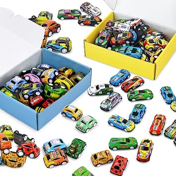 Vileafy Pull Back Cars for Kids 60 Mini Vehicles Set, Race Cars & Bug-Style Cars, Bulk Party Favors, Goodie Bag Toys, Pinata Fillers for Boys & Girls Toddlers