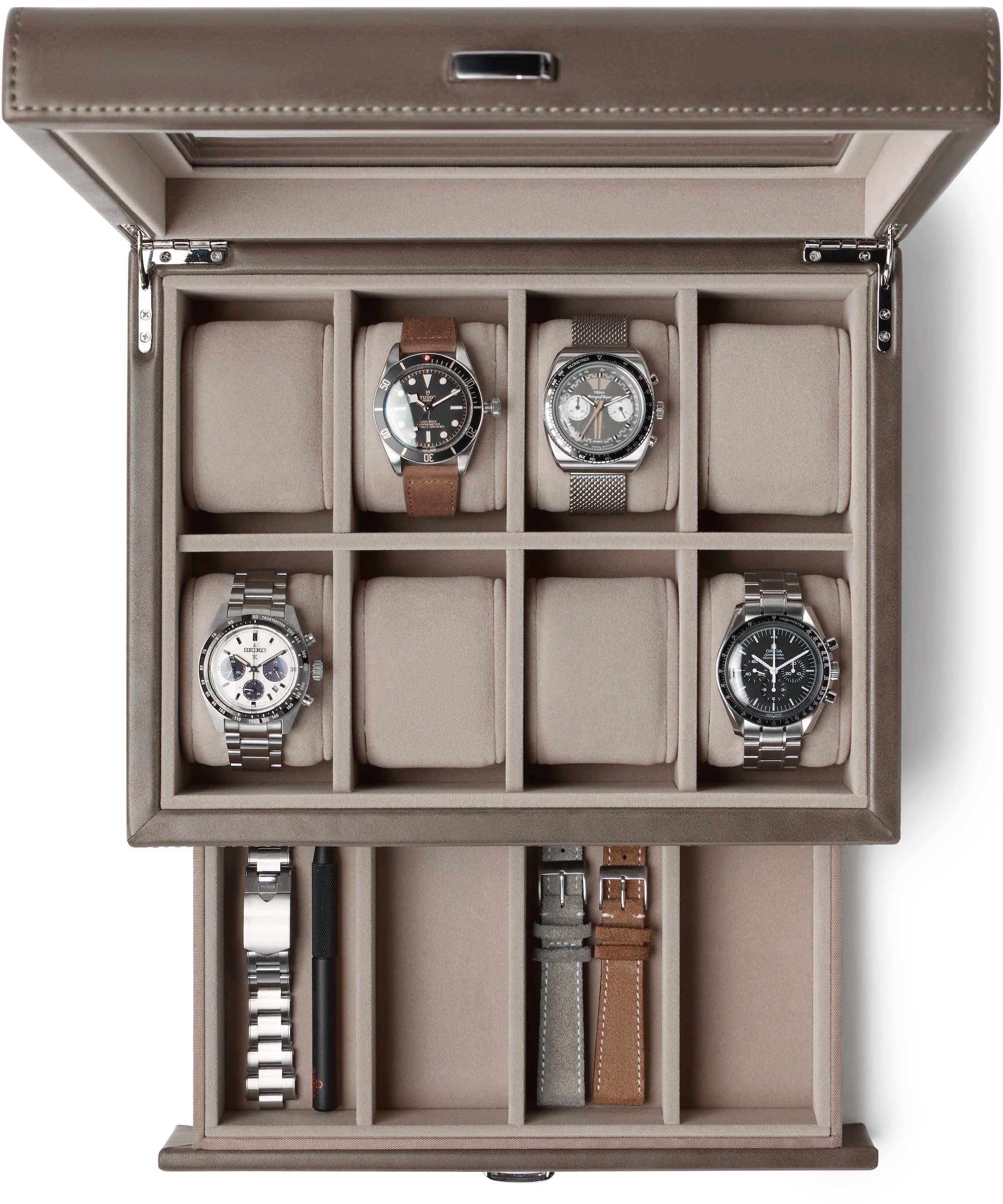 【じぇい】TAWBURY時計収納ボックス　Bayswater8スロット 8 Slot Watch Box with Storage (Brown) | Tawbury Bayswater
