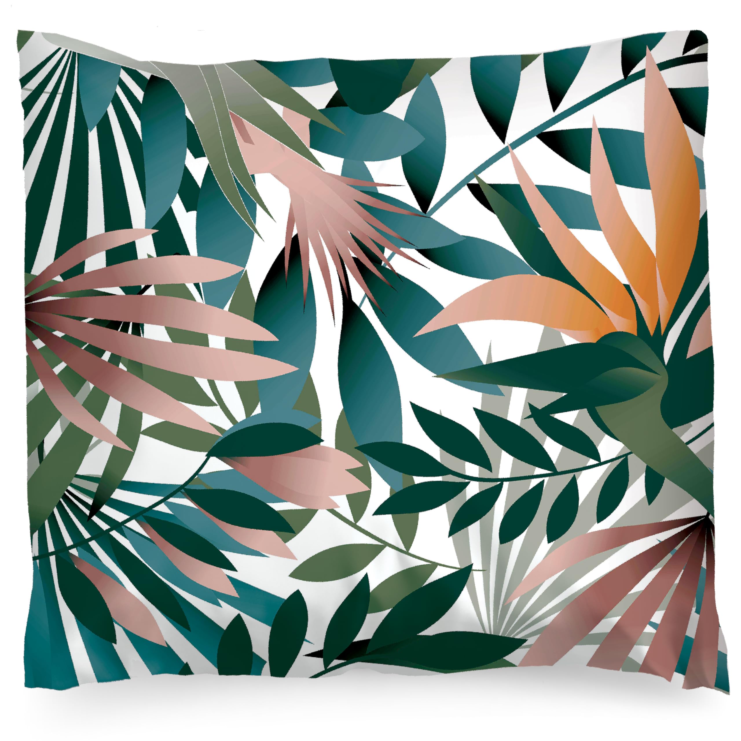 PinkZebra Kopfkissenbezug, Kissenbezug 40 x 40 cm aus 100% Baumwolle, Kissenhülle, Öko-tex Standard 100, Bezüge mit Reißverschluss, Palmblätter