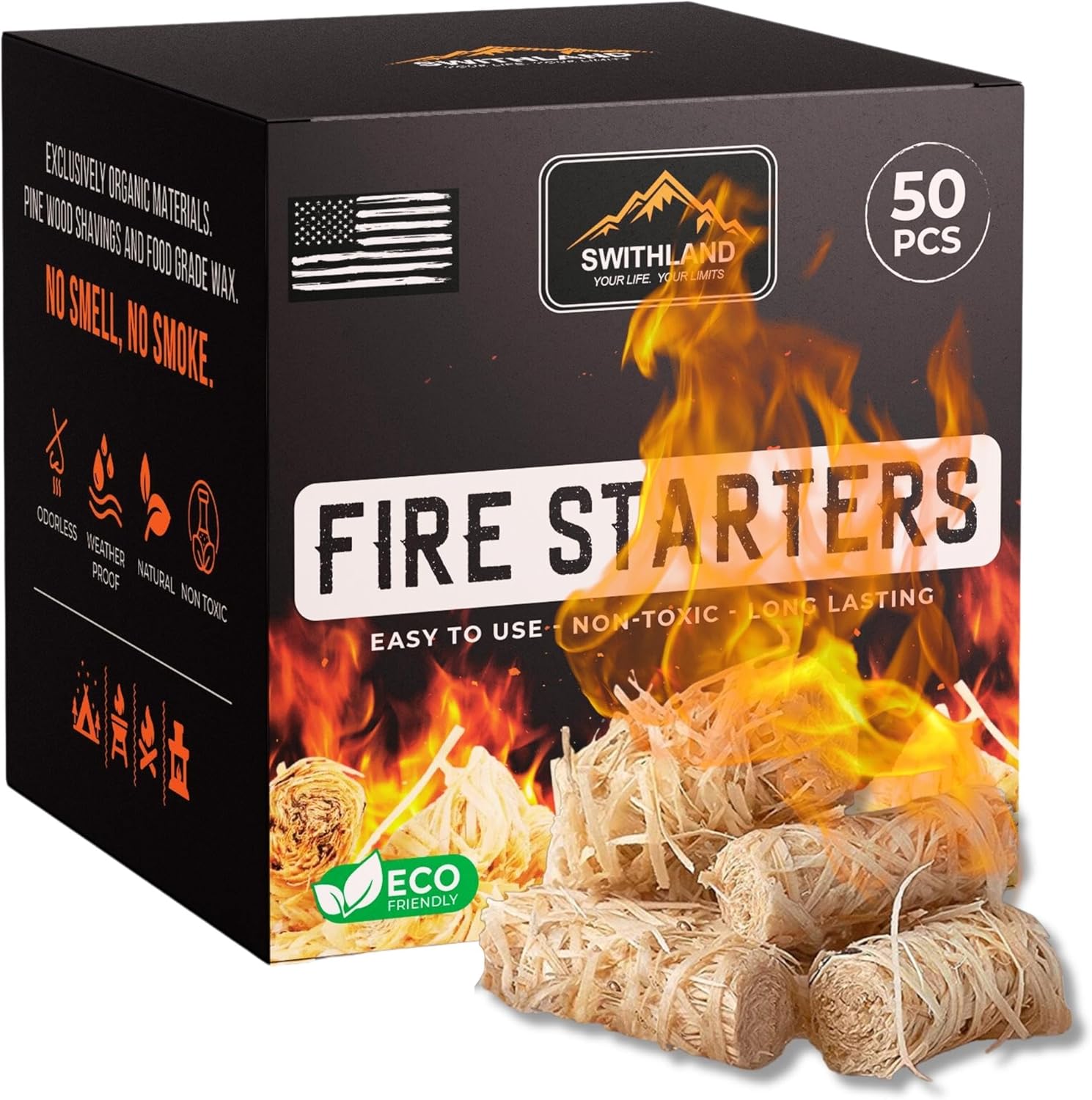 SWITHLAND 50 PCS Fire Starters for Campfires, Fire
