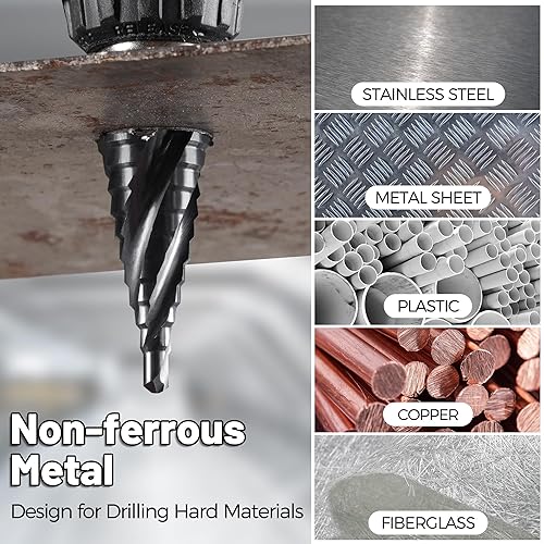 Miniatura 5 de Cobalt M35 - Broca escalonada de 316 a 12 pulgadas, revestimiento TiAlN con 4 puntas en espiral para acero inoxidable, metal, aluminio, plástico