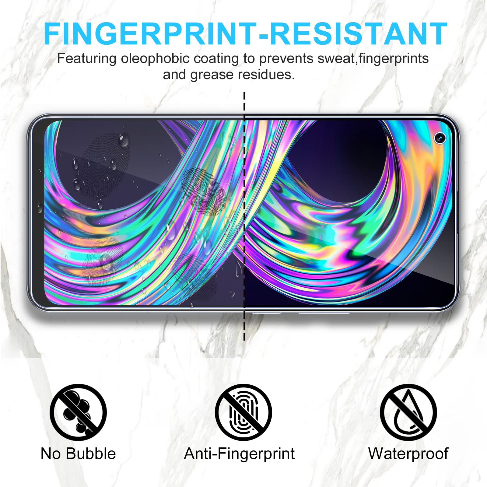 Pnakqil 3 Pezzi Pellicola Protettiva Vetro Temperato per Realme 8/8 Pro 4G, 2 Pezzi HD Protettiva, Durezza 9H Anti-Graffio AntiImpronte Senza Bolle Prottetiva Vetro Temperato per Realme 8 4G 6.4