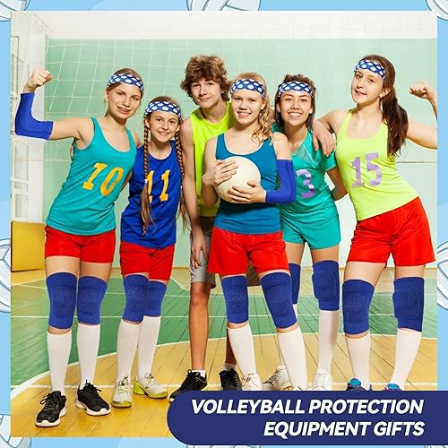 Miniatura 21 de 6 accesorios de voleibol, incluye rodilleras de voleibol, mangas para brazos, bolsa con cordón, diademas de softbol, equipo de protección