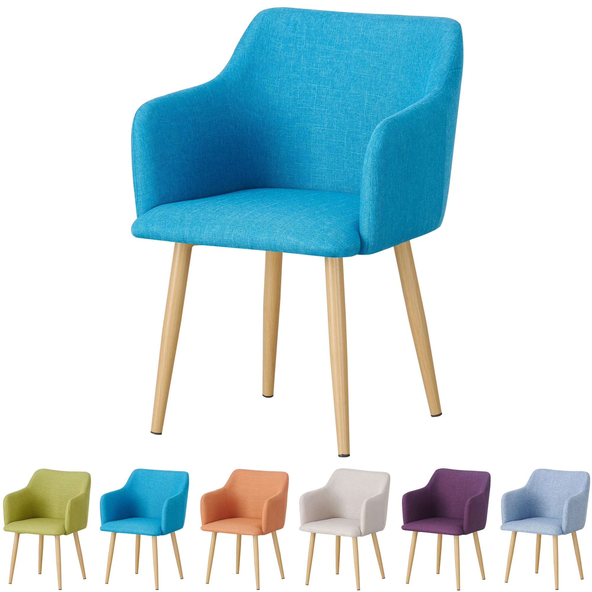 MOF Vanity Chair for Dressing Table, Bedroom or Living Room – Compact Fabric Tub Armchairs with Padded Seat & Metal Legs – Upholstered Small Bedroom Chair/Reading Chairs (1, Blue) — image 1