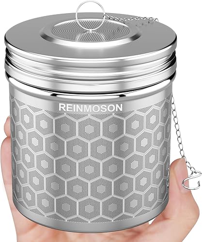 Miniatura 11 de Reinmoson Coladores de té para té suelto, infusor de té de malla extrafina, acero inoxidable 304 y tapa roscada delgada actualizada, té de hojas