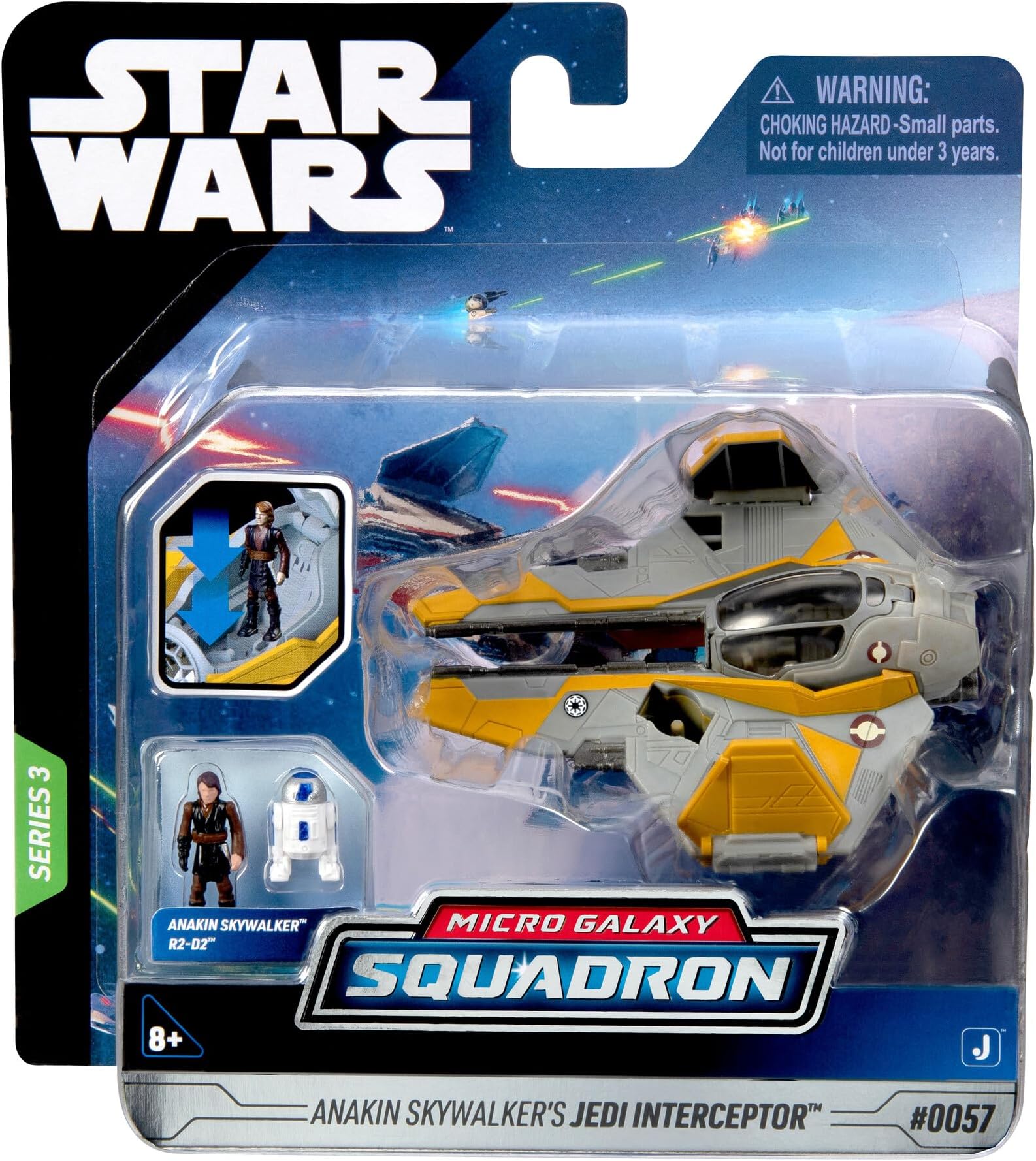 Star Wars Micro Galaxy Squadron Interceptor Jedi Anakin Skywalker, 8 cm Vehicle with 2 Figures of 2.5 cm (62610035)