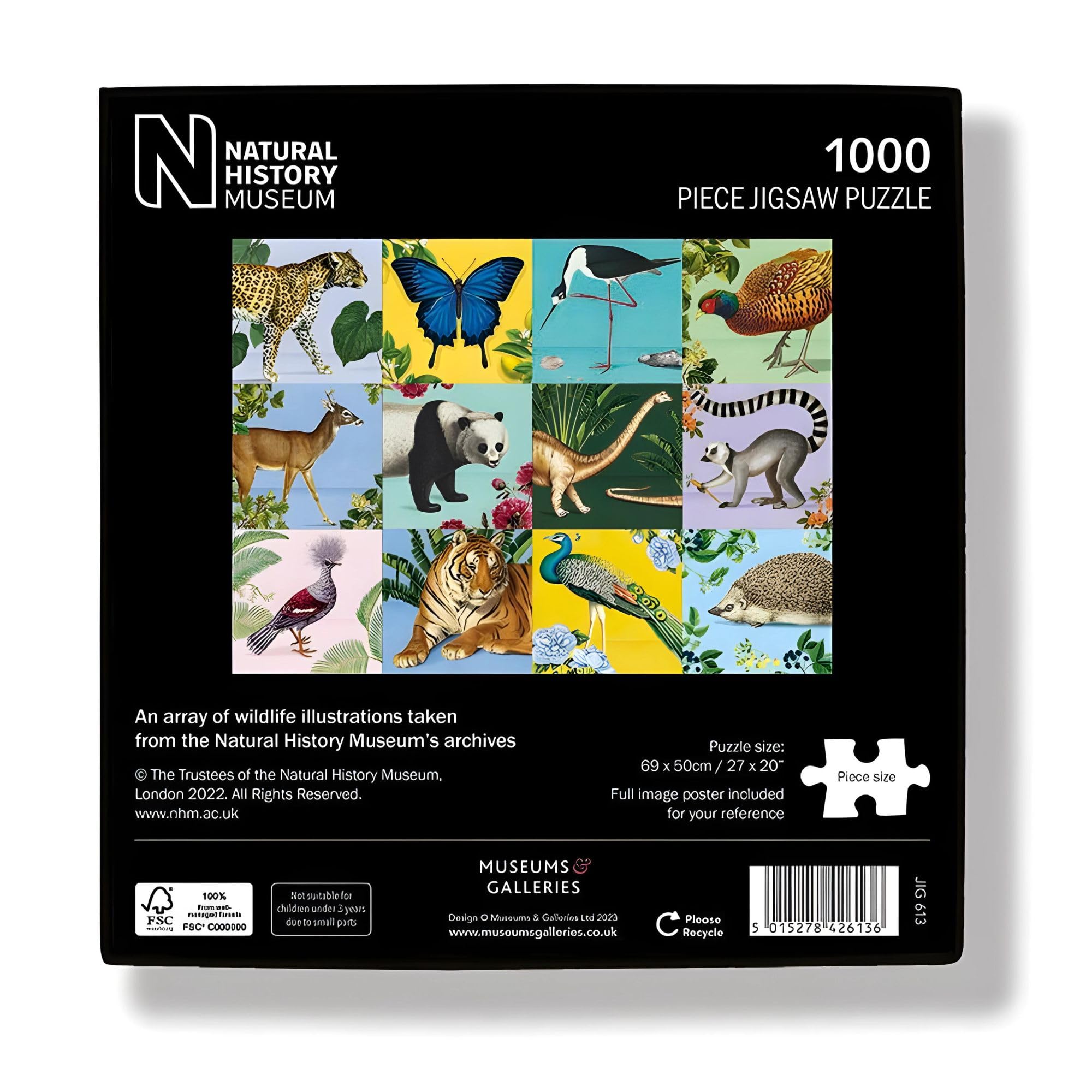 1000 Piece Jigsaw Puzzle - Wildlife of the World - Artistic Design from The Natural History Museum - Full Image Poster Included - Image 3
