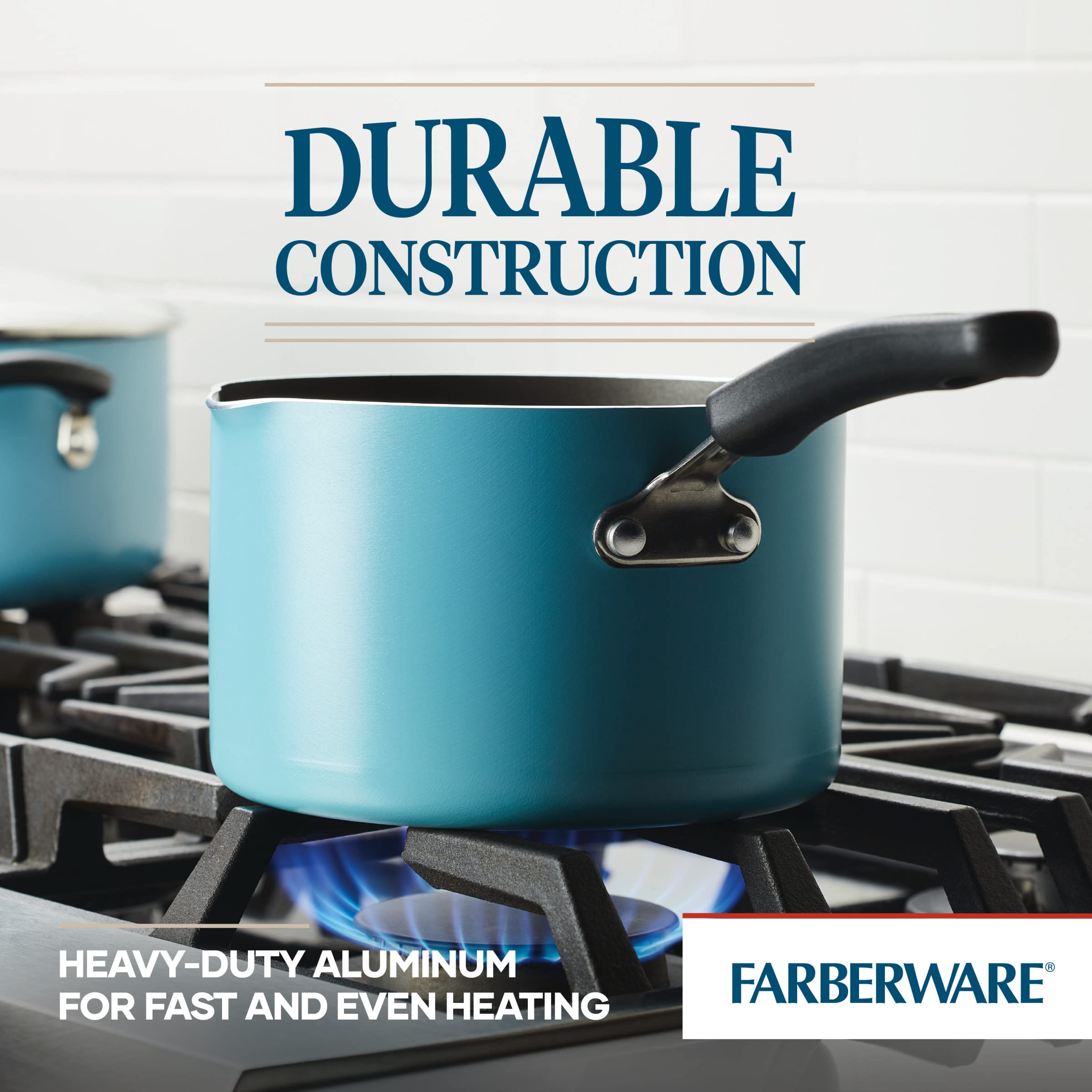 Farberware Cookstart DiamondMax - Casseruola antiaderente per filtrare, lavabile in lavastoviglie, 3 quarti, argento